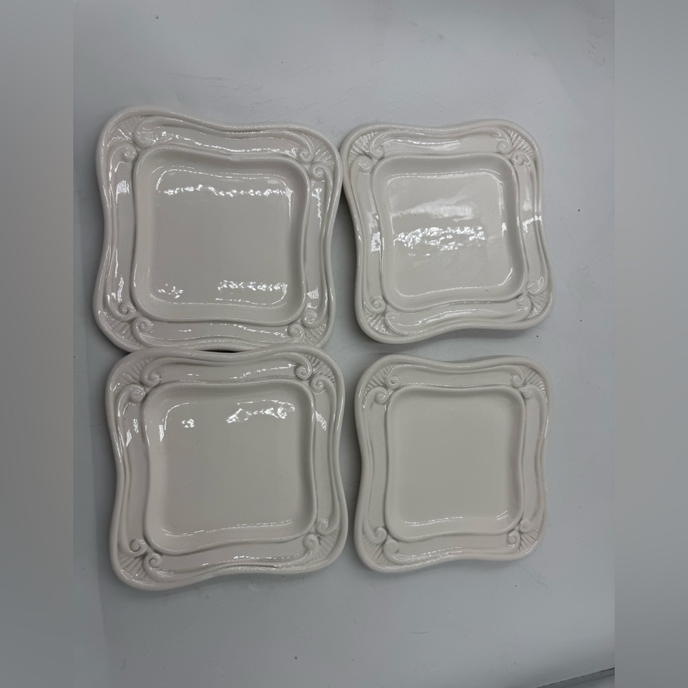 The Cellar Macy's CLR23 Square Salad Plates Lot of 4 Classic White 2003,